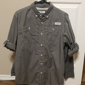 Magellan men's small fish gear button down shirt